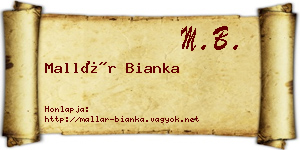 Mallár Bianka névjegykártya